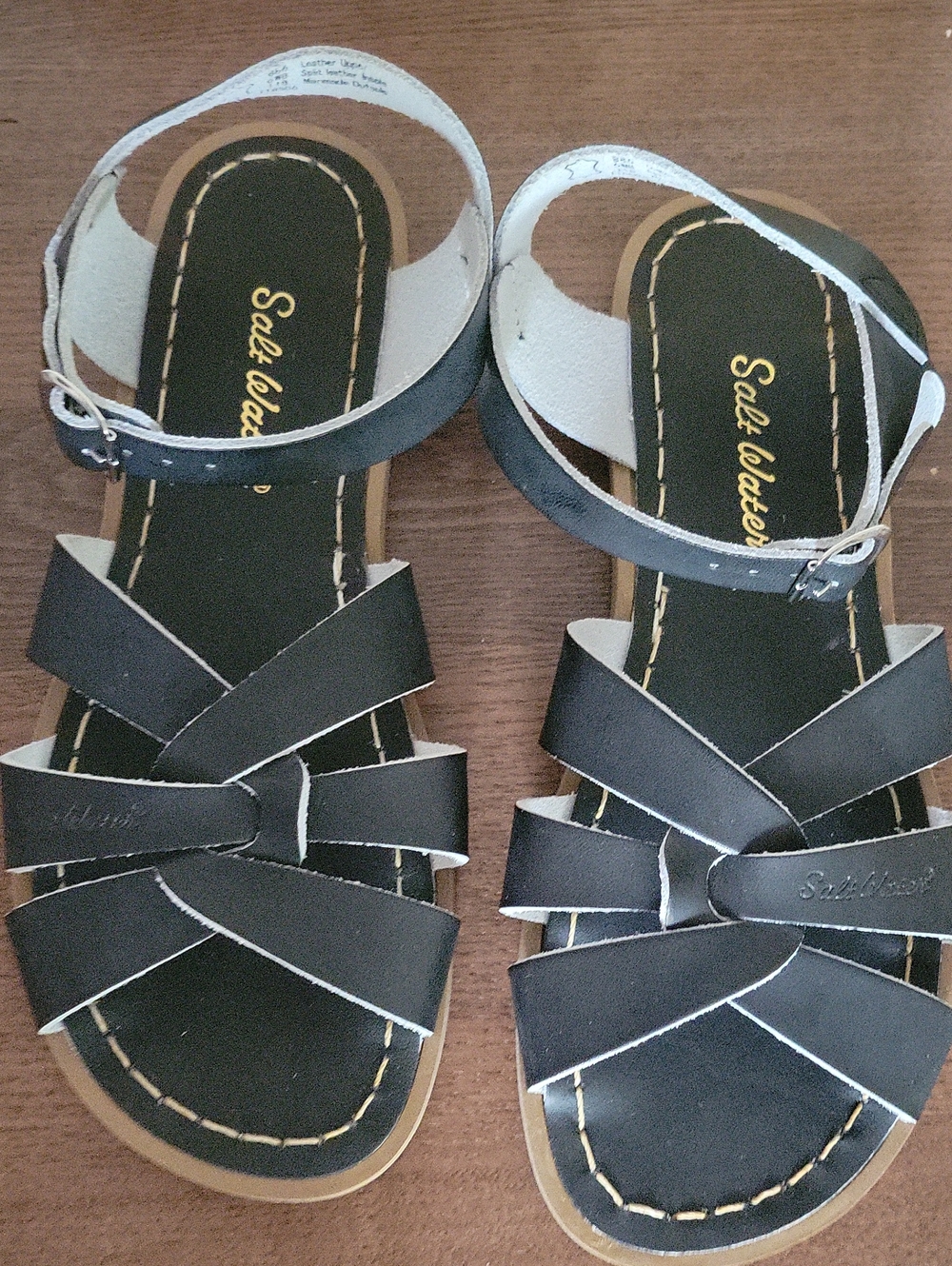 Salt Water Sandals by Hoy Black and White Strappy Leather Sandals